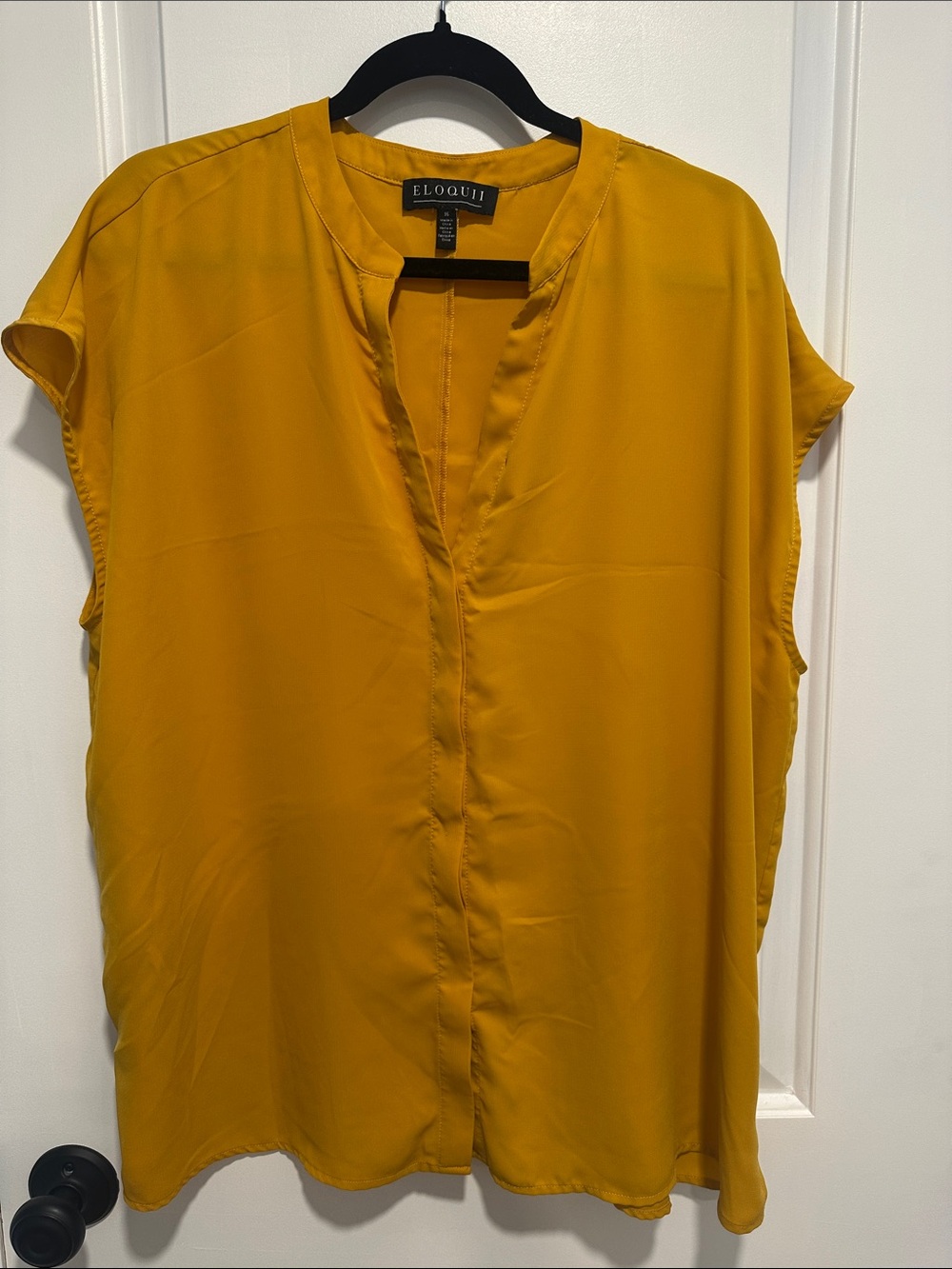 Eloquii Golden Mustard V-Neck Cap Sleeve Blouse